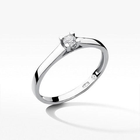 Pierścionek z białego złota z diamentem laboratoryjnym - próba 585 0,10CT W-221B 0.10ct