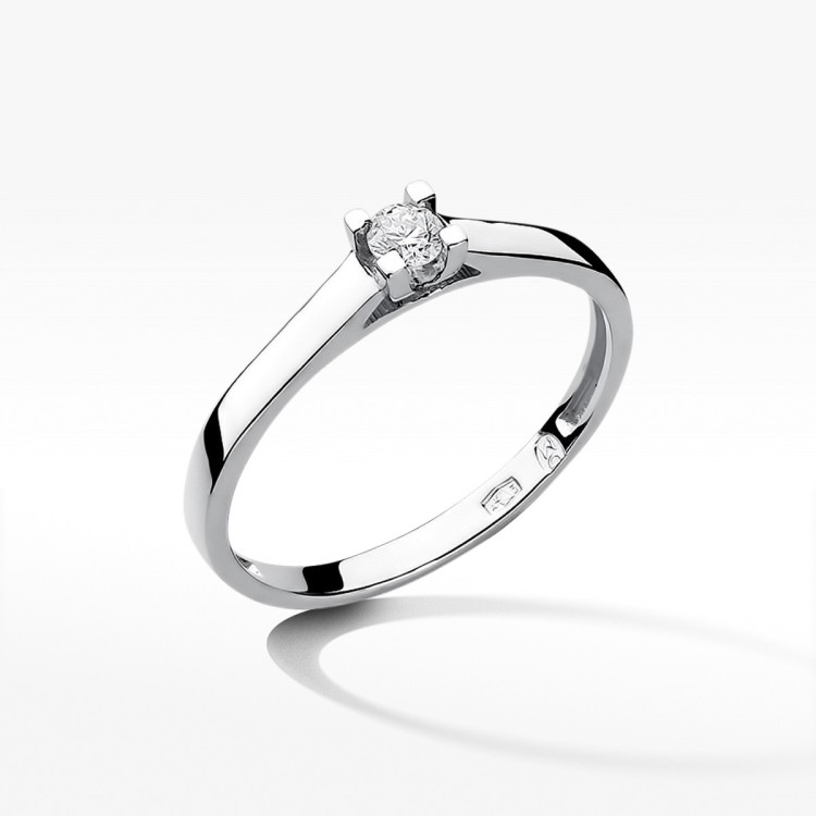Pierścionek z białego złota z diamentem laboratoryjnym - próba 585 0,10CT W-221B 0.10ct