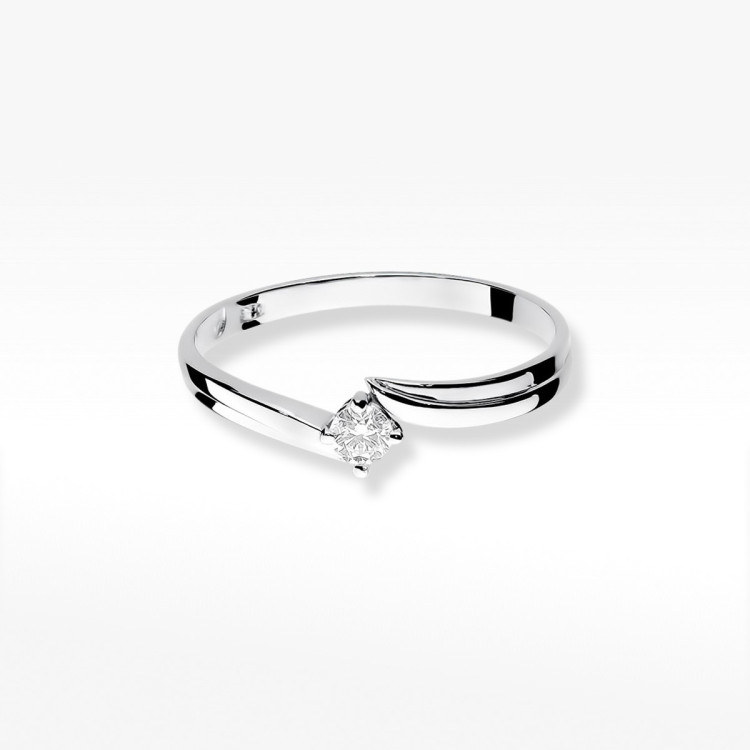 Pierścionek z białego złota z diamentem - próba 585 0,10CT W-231B 0.10ct