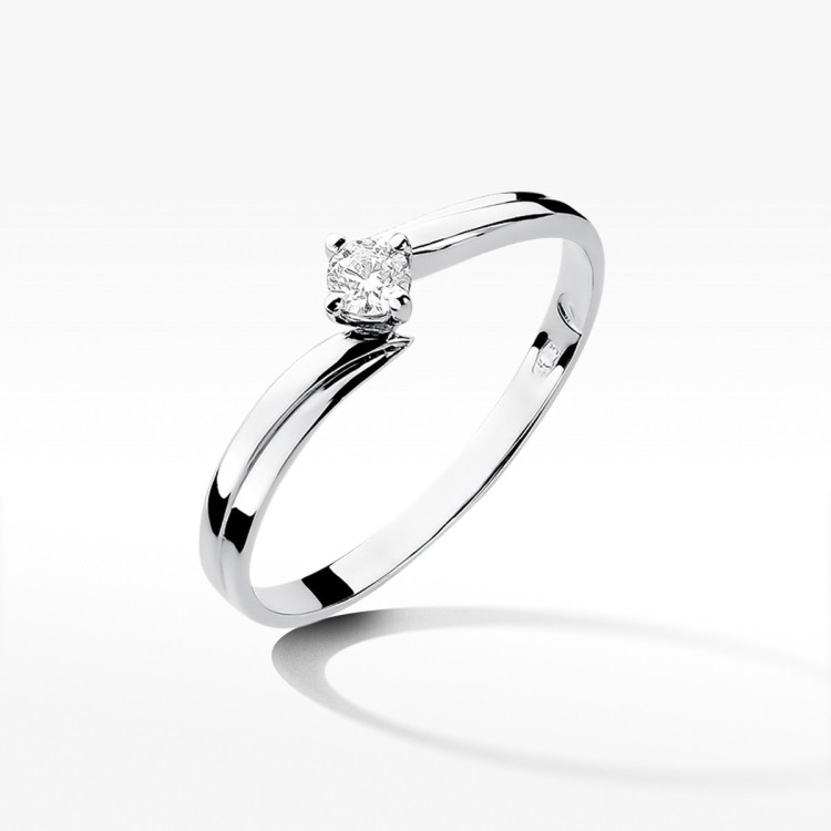 Pierścionek z białego złota z diamentem - próba 585 0,10CT W-231B 0.10ct