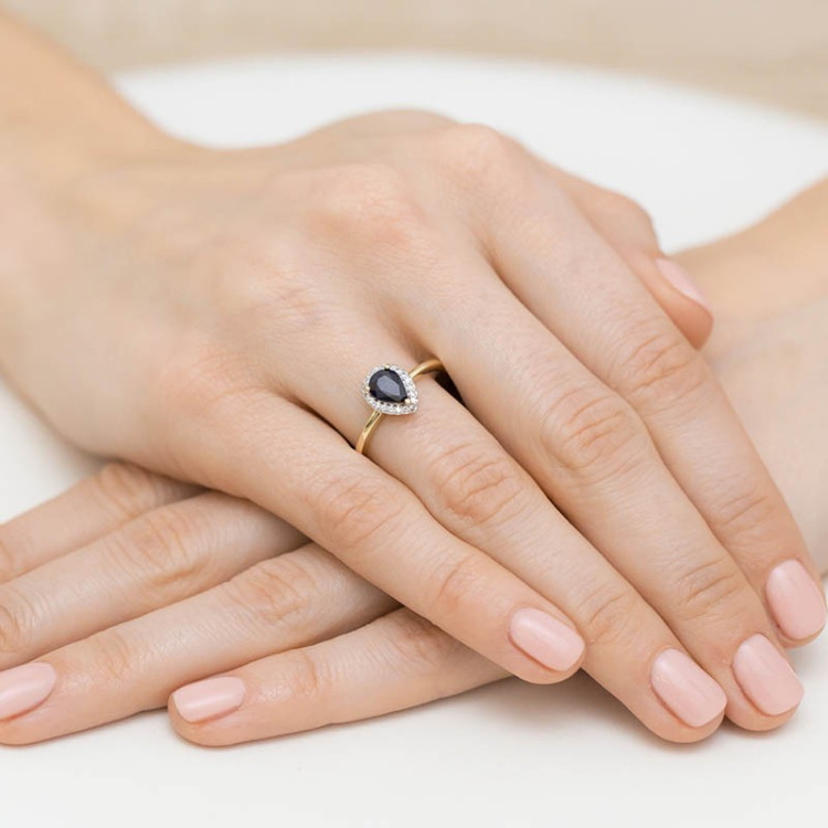 Pierścionek z białego złota z szafirem - próba 585 0,705CT W-455BS