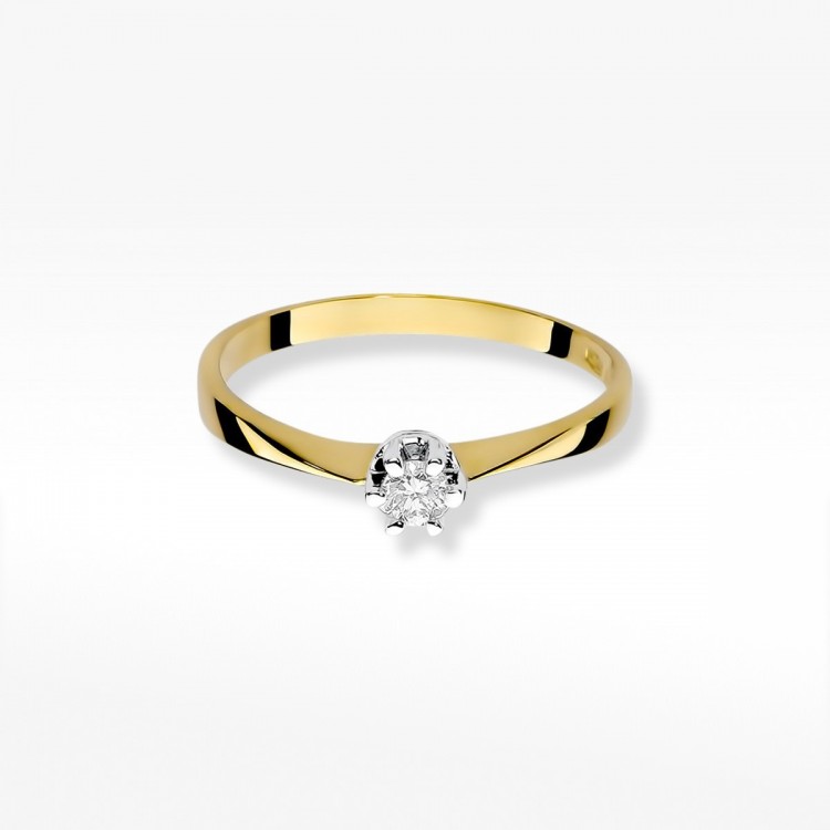 Pierścionek z żółtego złota z diamentem - próba 585 0,10CT W-036A 0.10ct
