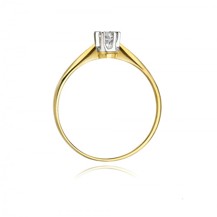 Pierścionek z żółtego złota z diamentem - próba 585 0,10CT W-036A 0.10ct