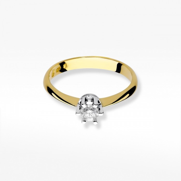 Pierścionek z żółtego złota z diamentem - próba 585 0,23CT W-036A 0.23ct