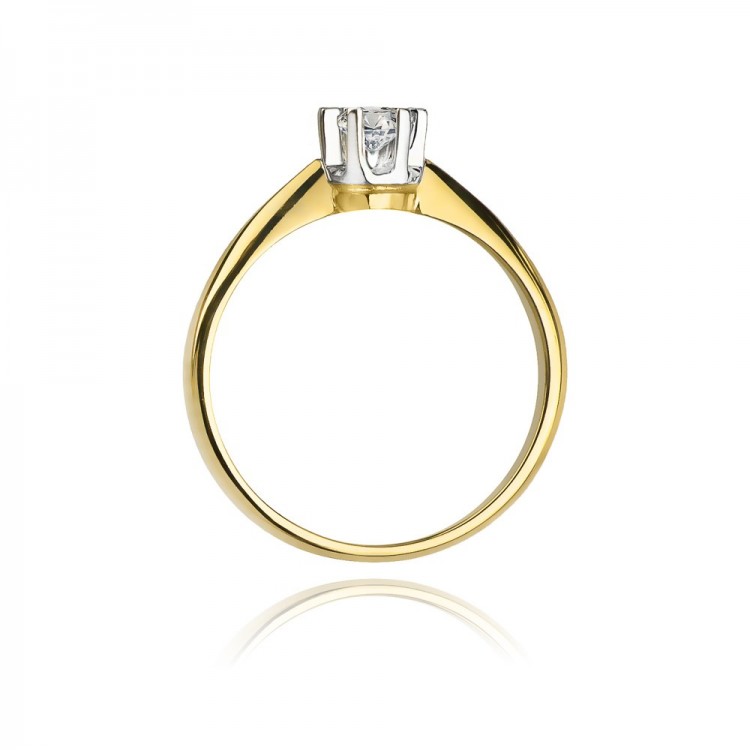 Pierścionek z żółtego złota z diamentem - próba 585 0,23CT W-036A 0.23ct