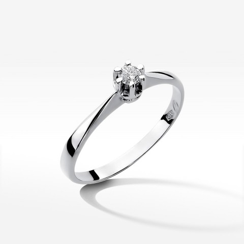 Pierścionek z białego złota z diamentem - próba 585 0,10CT W-036B 0.10ct