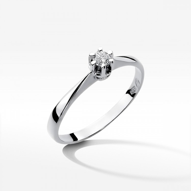 Pierścionek z białego złota z diamentem - próba 585 0,10CT W-036B 0.10ct