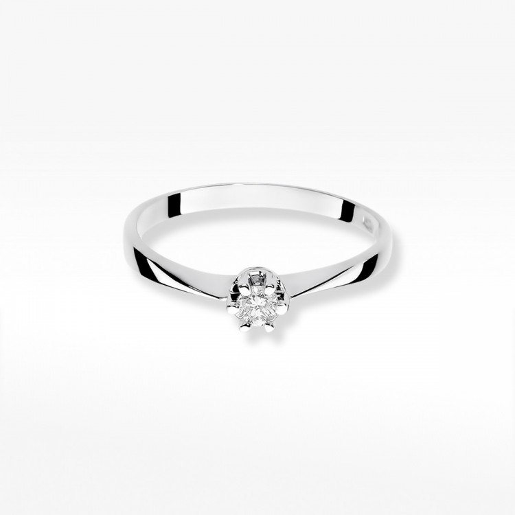 Pierścionek z białego złota z diamentem - próba 585 0,10CT W-036B 0.10ct