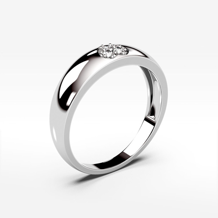 Pierścionek z białego złota z diamentami - próba 585 0,03CT PV-042B