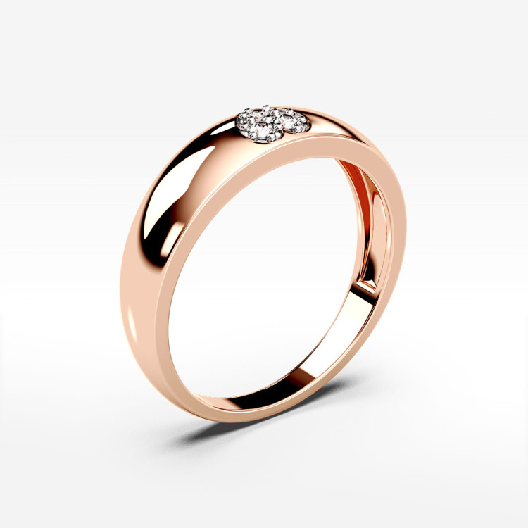 Pierścionek z różowego złota z diamentami - próba 585 0,03CT PV-042C