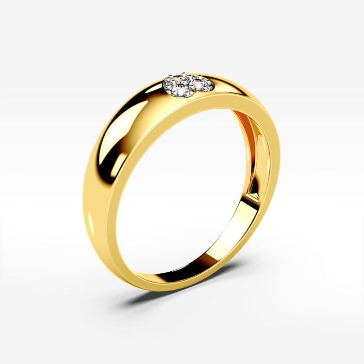 Pierścionek z żółtego złota z diamentami  - próba 585 0,03CT PV-042A