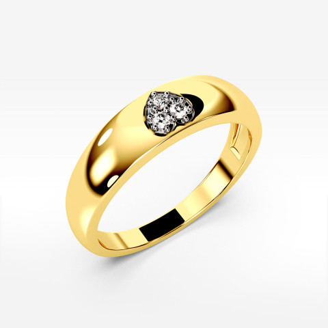 Pierścionek z żółtego złota z diamentami  - próba 585 0,03CT PV-042A