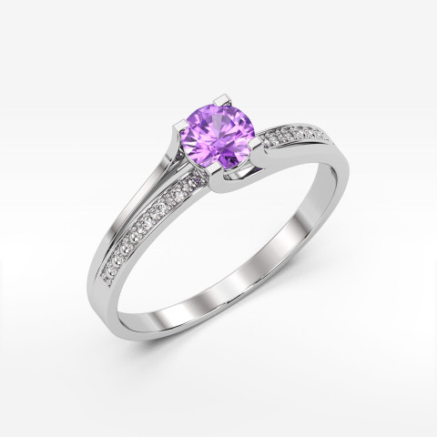 Pierścionek z białego złota z ametystem - próba 585 0,53CT PV-084BA