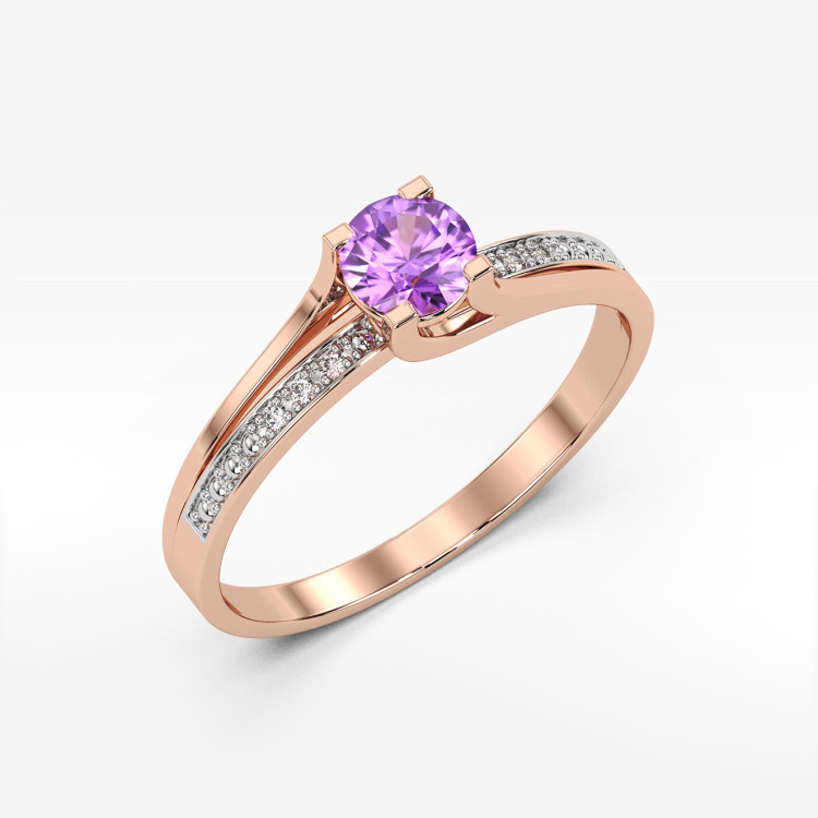 Pierścionek z różowego złota z ametystem - próba 585 0,53CT PV-084CA