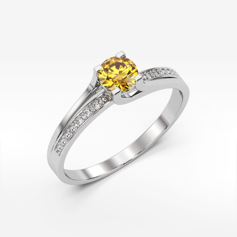 Pierścionek z białego złota z cytrynem - próba 585 0,53CT PV-084BC