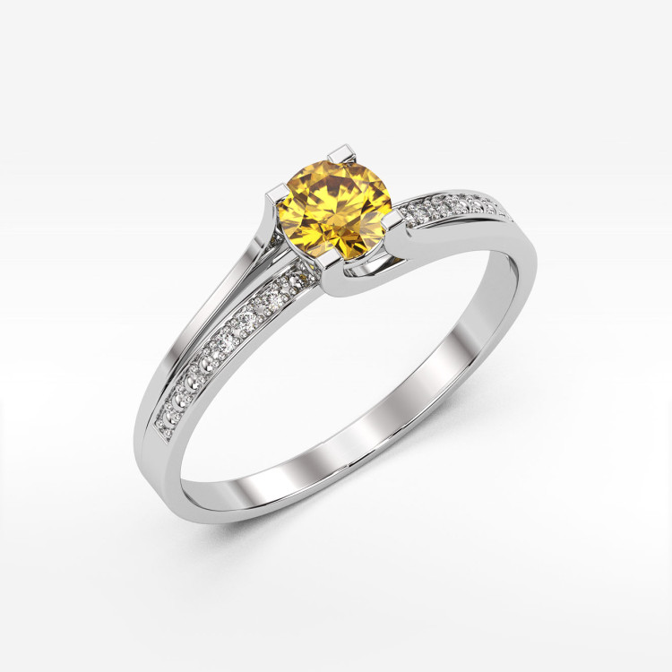 Pierścionek z białego złota z cytrynem - próba 585 0,53CT PV-084BC