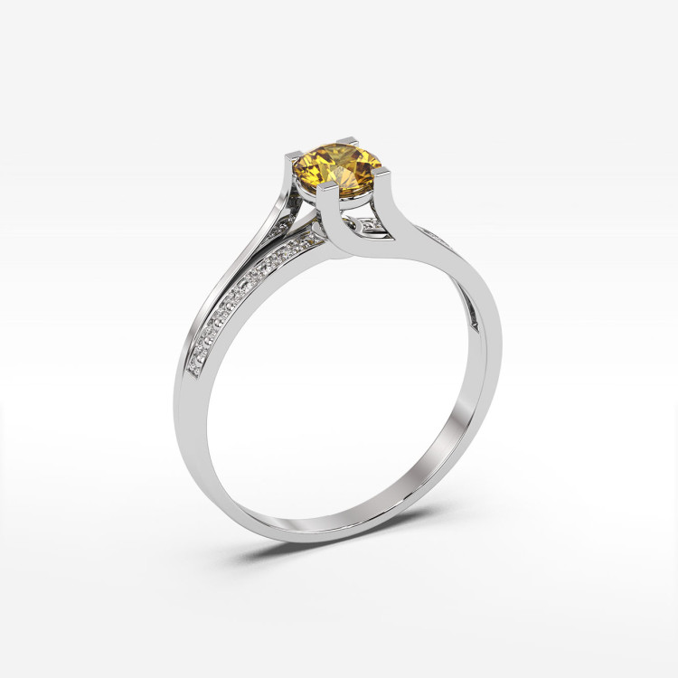 Pierścionek z białego złota z cytrynem - próba 585 0,53CT PV-084BC