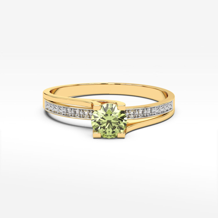Pierścionek z żółtego złota z oliwinem - próba 585 0,63CT PV-084AO