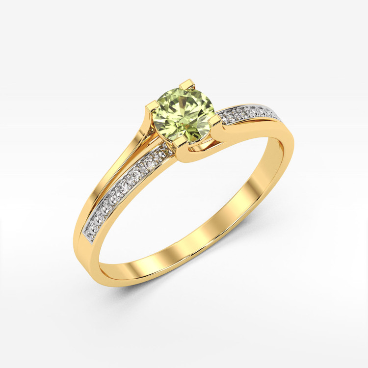 Pierścionek z żółtego złota z oliwinem - próba 585 0,63CT PV-084AO