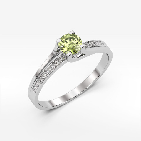 Pierścionek z białego złota z oliwinem - próba 585 0,63CT PV-084BO