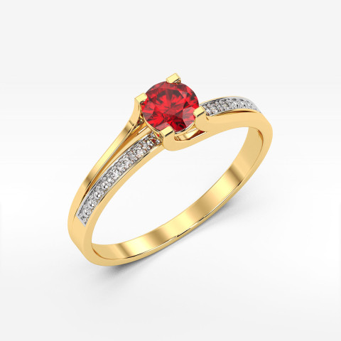 Pierścionek z żółtego złota z rubinem - próba 585 0,63CT PV-084AR