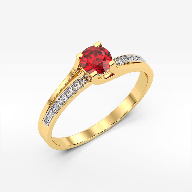 Pierścionek z żółtego złota z rubinem - próba 585 0,63CT PV-084AR