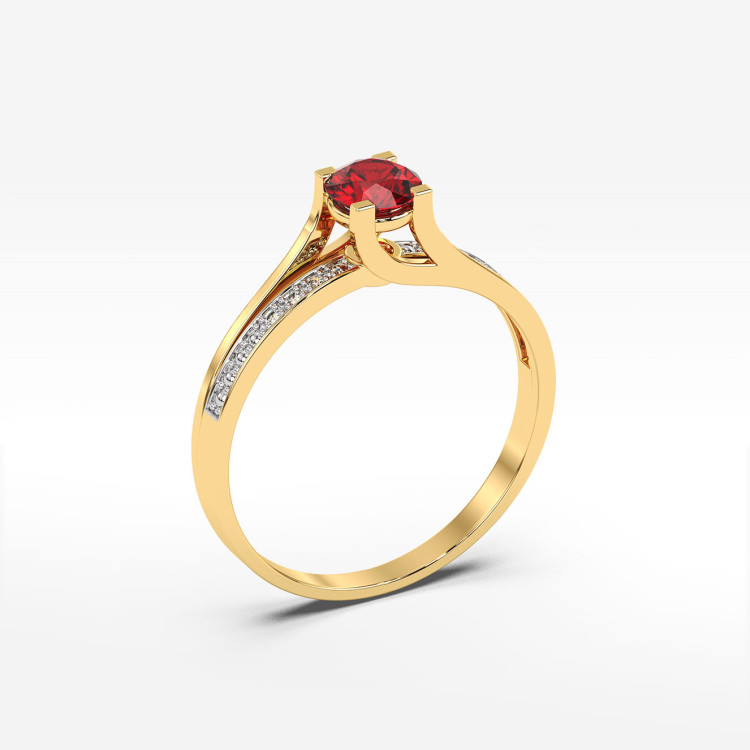 Pierścionek z żółtego złota z rubinem - próba 585 0,63CT PV-084AR