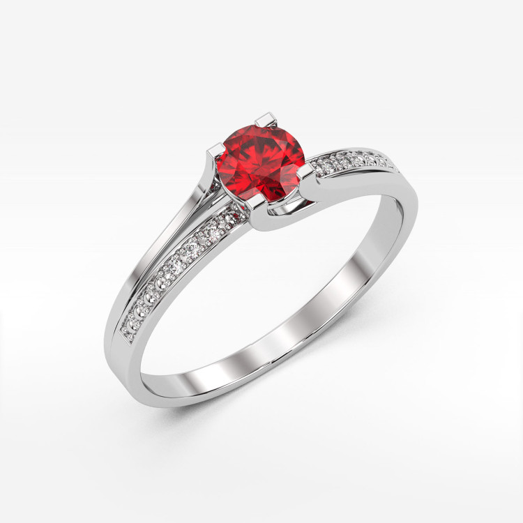 Pierścionek z białego złota z rubinem - próba 585 0,63CT PV-084BR