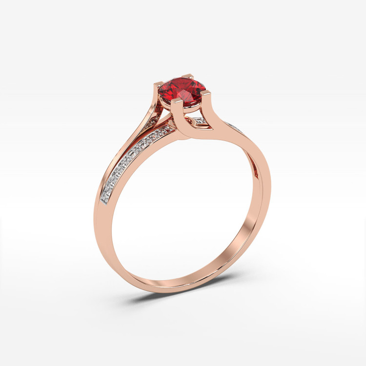Pierścionek z różowego złota z rubinem - próba 585 0,63CT PV-084CR