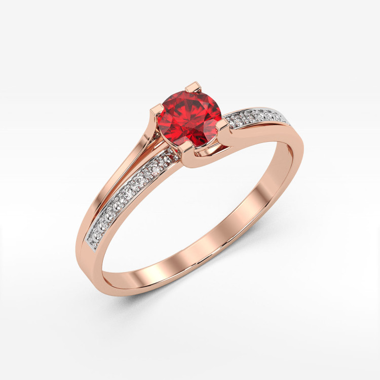 Pierścionek z różowego złota z rubinem - próba 585 0,63CT PV-084CR