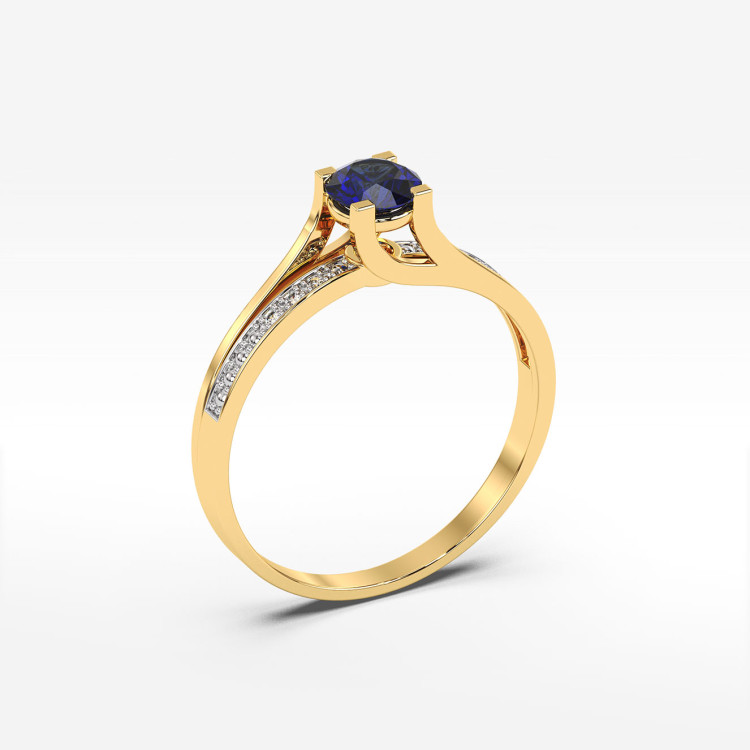 Pierścionek z żółtego złota z szafirem - próba 585 0,53CT PV-084AS