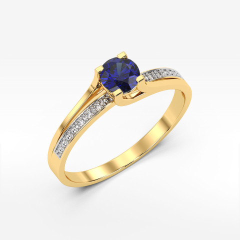 Pierścionek z żółtego złota z szafirem - próba 585 0,53CT PV-084AS