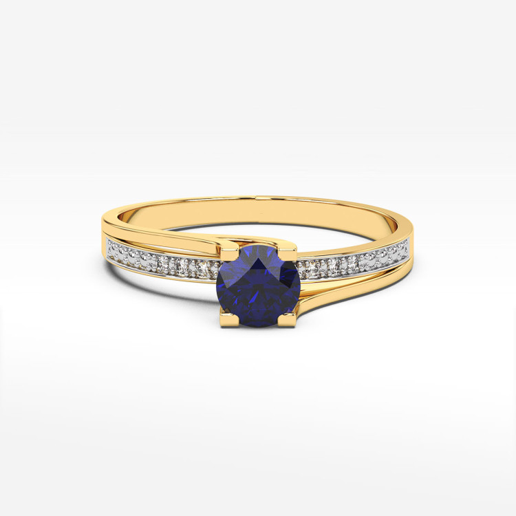 Pierścionek z żółtego złota z szafirem - próba 585 0,53CT PV-084AS