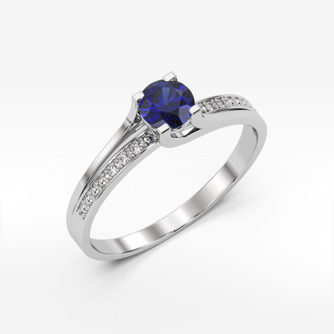 Pierścionek z białego złota z szafirem - próba 585 0,53CT PV-084BS