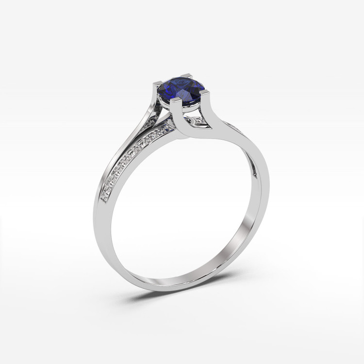 Pierścionek z białego złota z szafirem - próba 585 0,53CT PV-084BS