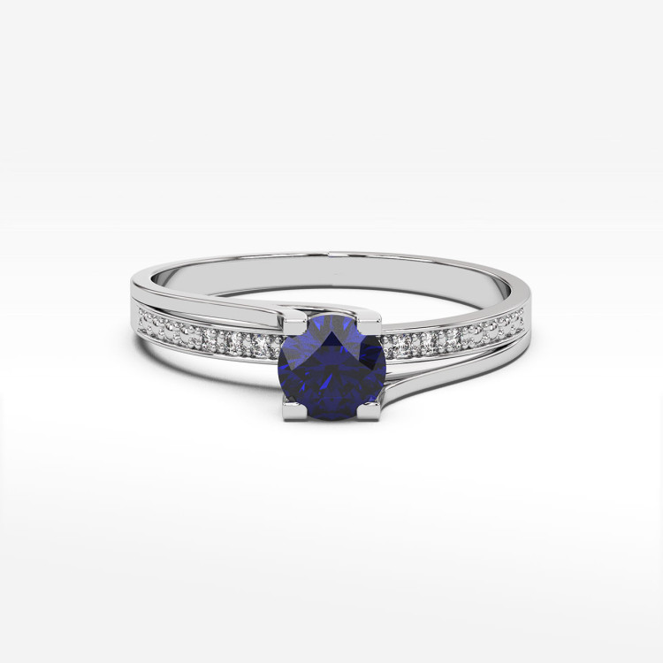 Pierścionek z białego złota z szafirem - próba 585 0,53CT PV-084BS