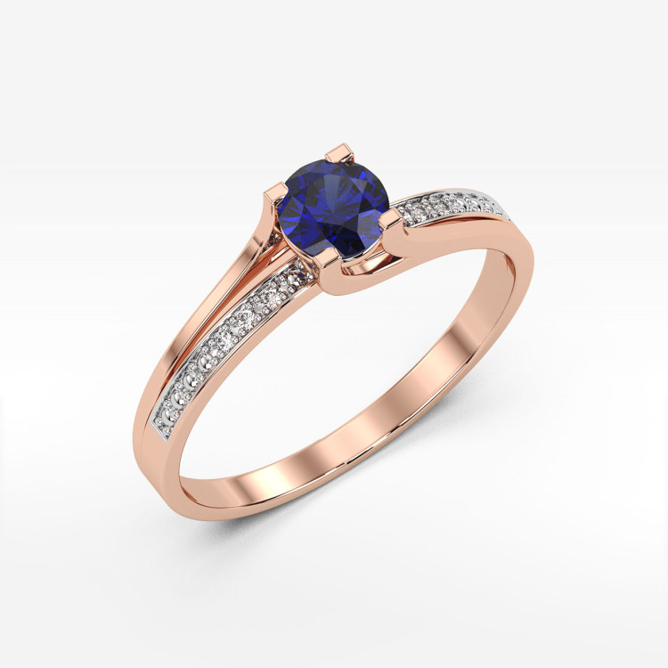 Pierścionek z różowego złota z szafirem - próba 585 0,53CT PV-084CS