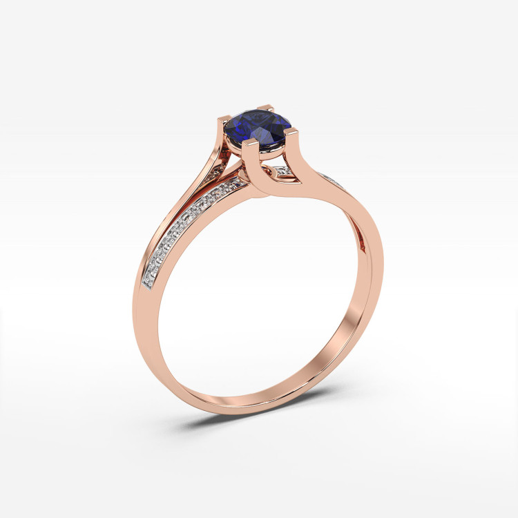 Pierścionek z różowego złota z szafirem - próba 585 0,53CT PV-084CS