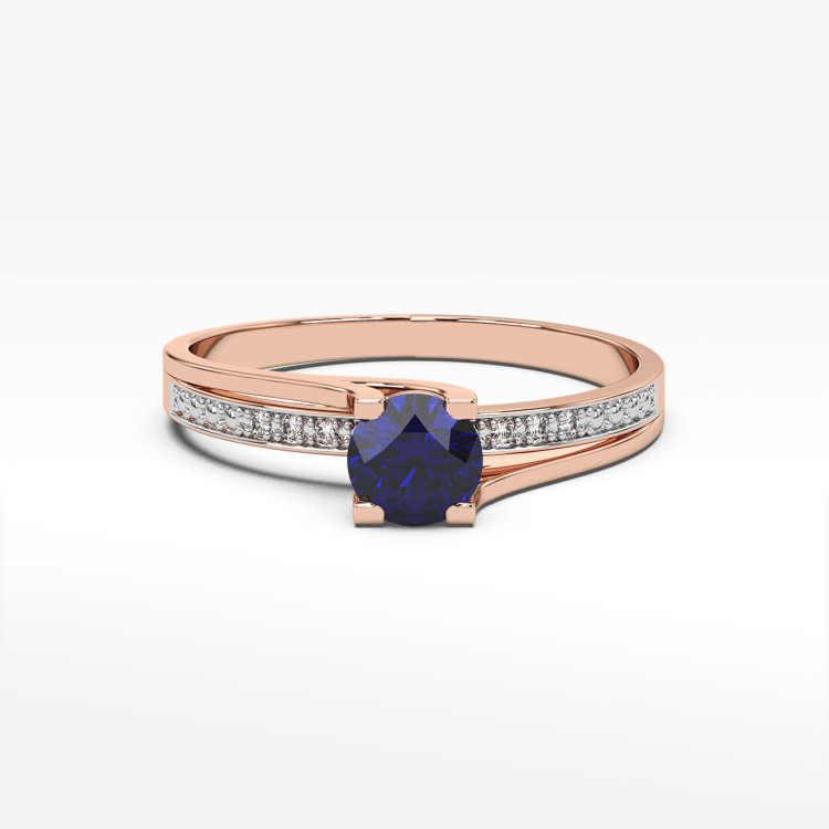 Pierścionek z różowego złota z szafirem - próba 585 0,53CT PV-084CS