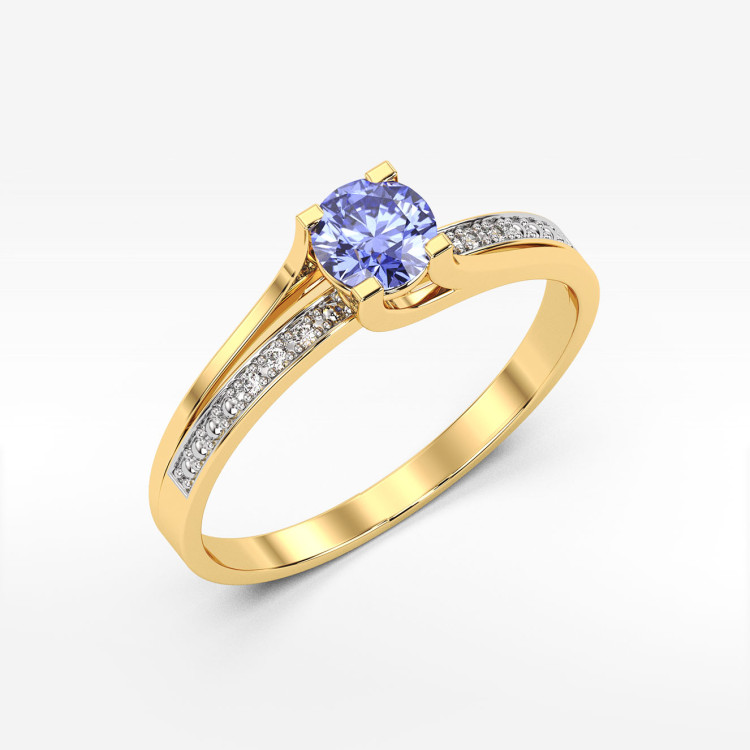 Pierścionek z żółtego złota z tanzanitem - próba 585 0,53CT PV-084ATAN