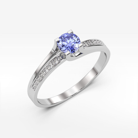 Pierścionek z białego złota z tanzanitem - próba 585 0,53CT PV-084BTAN