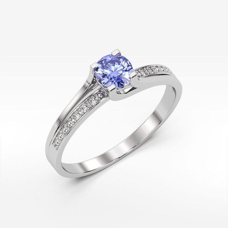 Pierścionek z białego złota z tanzanitem - próba 585 0,53CT PV-084BTAN