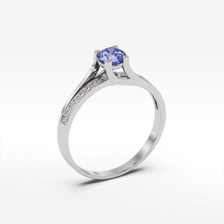 Pierścionek z białego złota z tanzanitem - próba 585 0,53CT PV-084BTAN