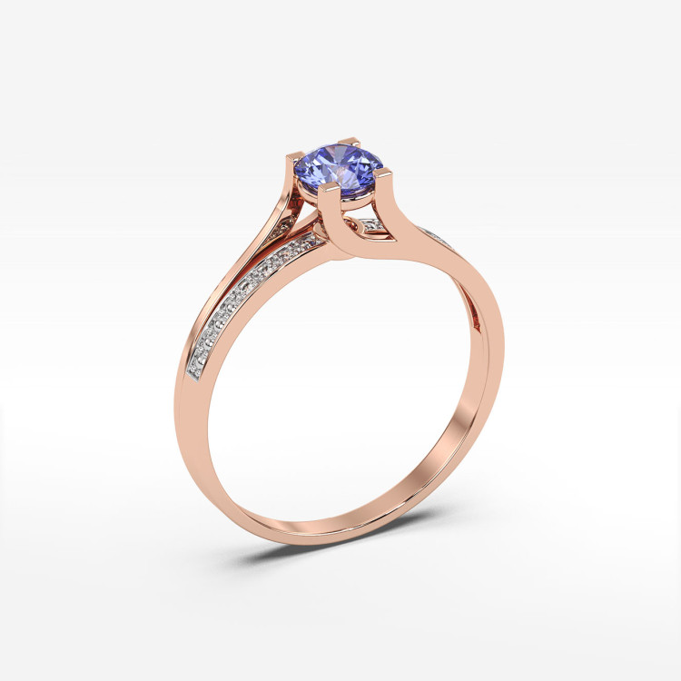 Pierścionek z różowego złota z tanzanitem - próba 585 0,53CT PV-084CTAN