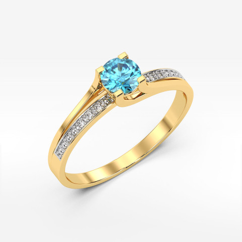 Pierścionek z żółtego złota z topazem Swiss - próba 585 0,53CT PV-084AT