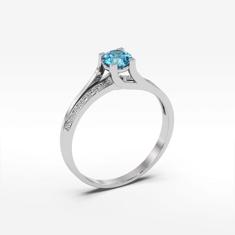 Pierścionek z białego złota z topazem Swiss - próba 585 0,53CT PV-084BT