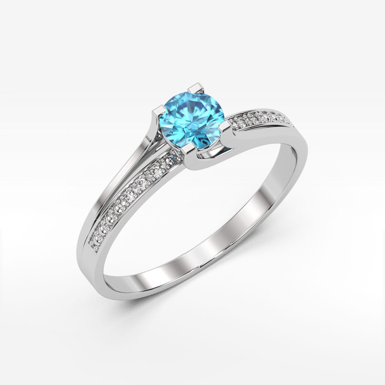 Pierścionek z białego złota z topazem Swiss - próba 585 0,53CT PV-084BT