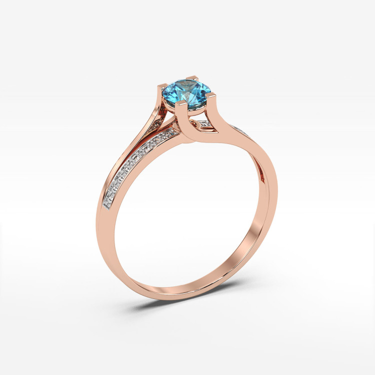 Pierścionek z różowego złota z topazem Swiss - próba 585 0,53CT PV-084CT