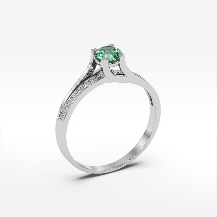 Pierścionek z białego złota ze szmaragdem - próba 585 0,53CT PV-084BSZ