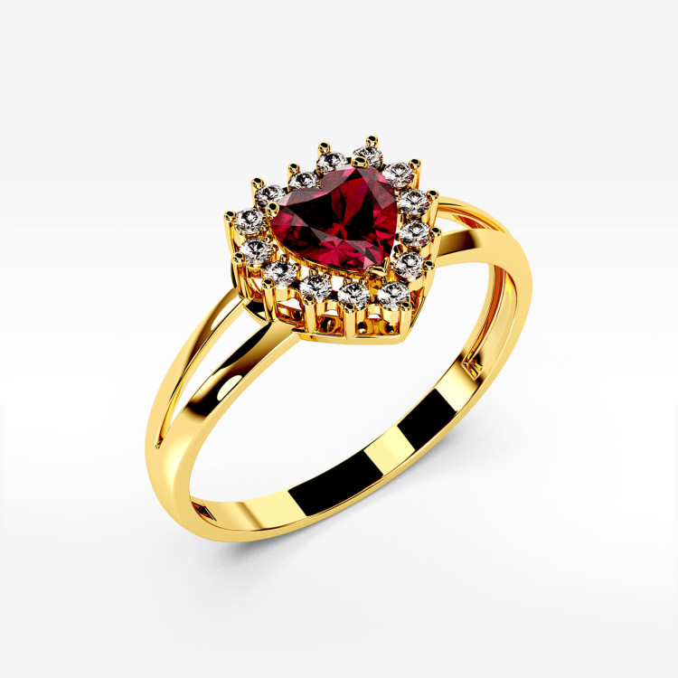 Pierścionek z żółtego złota z rubinem - próba 585 1,22CT PV-303AR